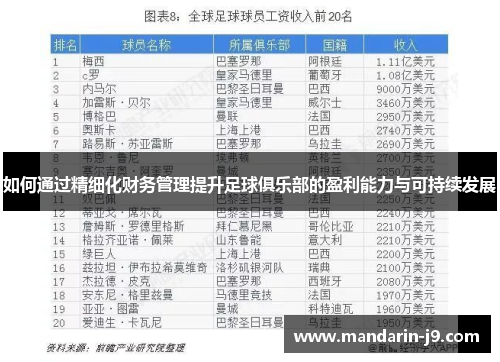 如何通过精细化财务管理提升足球俱乐部的盈利能力与可持续发展